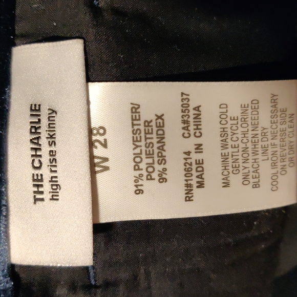 Joe's high rise skinny,dark navy velvet, size 28  handcrafted and unique jeans. - Picture 4 of 5